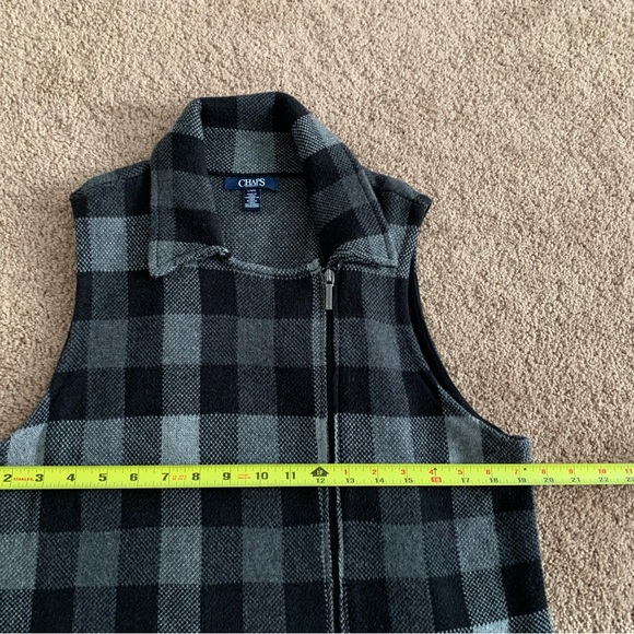 Chaps Black Buffalo Plaid Asymmetrical Vest - Large - Picture 6 of 7